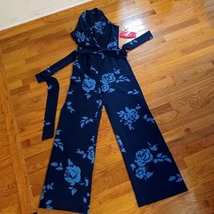 Alex Marie Navy Blue Floral Jumpsuit